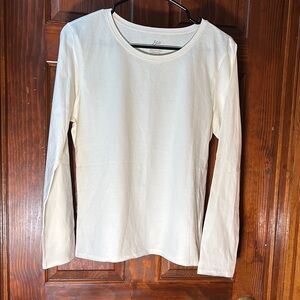 J. Jill Ivory Long Sleeve Top, 100% Pima cotton sz Lg